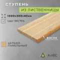 Ступень Лиственница 1000х300 мм толщина 40 мм цельноламельная Сорт Экстра