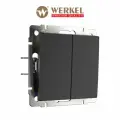 Выключатель двухклавишный с самовозвратом Werkel W1122408 черный матовый IP20