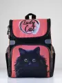 Рюкзак ученический T 2094.18 черный+кот унисекс нейлон на молнии
