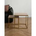 Журнальный столик квадратный, дуб каньон/золото, комплект 2 штуки