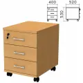 Тумба подкатная Монолит, 400х520х530 мм, 3 ящика, замок, цвет бук бавария, ТМ25.1