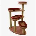 Когтеточка пушок ковролиновая Лестница с плетёными лежанками 84*84*143 см.