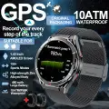 2025 Новые двухдиапазонные спутниковые GPS SmartWatch для мужчин 1,43-дюймовый AMOLED-экран Компас Сердечный ритм BT Вызов IP69 10ATM Водонепроницаемые SmartWatch Black Mesh Belt 2A