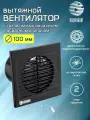 Вентилятор вытяжной D 100 мм на шарикоподшипниках, с обратным клапаном, с тяговым выключателем, с москитной сеткой, abs-пластик, черный глянцевый