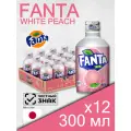Fanta White Peach, 0.3 л, 12 шт, металлическая бутылка (газированный напиток Фанта Белый персик, жб, Япония)