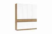Шкаф 4-х ств. комбинированный с выдвижными ящиками Роджина (Дуб Крафт/Белый Глянец)