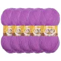 Пряжа Adelia Пряжа ADELIA LEDA 99% акрил, 1% люрекс 5 шт.х100г 340м, 99 % акрил, 1 % люрекс, 500 г, 340 м, 5 шт., 205 сиреневый