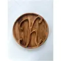 Деревянная менажница буква К, конфетница, фруктовница, сервировочная доска, круглое блюдо, тарелка, посуда