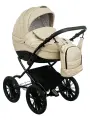 Детская универсальная коляска 2 в 1 Jovola Velino Plus, всесезонная с реверсивным блоком, (Ve 05) св. бежевая кожа