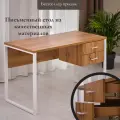 Стол письменный с тумбой Лофт Плутон 120х60см Дуб Вотан белые ножки