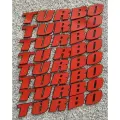 Наклейки на шины TURBO красные. Клей в комплекте. Резиновые буквы для колес авто и мото из 3D резины, Спортивные диски. Надписи на диски и колёса.