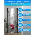Наклейка интерьерная на дверь Зонт на улице, 80 х200 см. самоклеющаяся