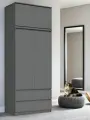 Шкаф для одежды 2-х створчатый комбинированный с антресолью 0.9 Челси Графит