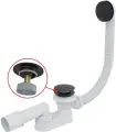 Сифон для ванны Alca 570, Click-Clack, с заниженным сифоном, накладка и пробка металл, чёрный матовый A507BLACK