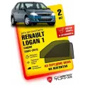 Каркасные шторки на магнитах для автомобиля Renault Logan I (Рено Логан 1) седан 2004-2015, автошторки на передние стекла, Cobra Tuning - 2 шт.