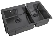 Мойка кухонная ZorG серия STEEL HAMMER SH 78-2-51-L GRAFIT графит черная, две чаши, большая слева
