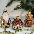 Irena-Co Набор елочных игрушек, стекло Дед Мороз, Мишка, Домик