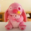 Мягкая игрушка меховой Стич розовый с куклой 60 см / Лило и стич
