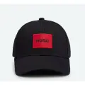 Кепка из хлопкового твила с красным логотипом, черная, твердый лоб.