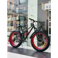 Fatbike Горный велосипед Фэтбайк GROM, 24*4.0 дюймов / подростковый для прогулки / скоростной, спортивный велик для подростков черный/красный