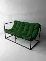 Диван лофт прямой, уличный, в офис, на балкон, на веранду, в гостинную, кухонный, Лофтовик + велюр зеленый