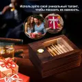 Деревянный хьюмидор с прозрачной крышкой для хранения сигар, круглый гигрометр, увлажняющий набор, 6 предметов