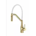 Смеситель для кухни Gappo G4098-13 белый/золото, латунь, гибкий излив, управление рычажное