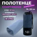 Полотенце быстросохнущее спортивное ND Play с чехлом ( микрофибра, 76 х 152см, цвет синий)