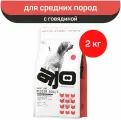 AJO Dog Medium Adult 2 кг сухой полнорационный корм для взрослых собак средних пород говядина с гречкой