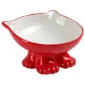 Миска Пижон Киса на подставке-лапках, для кошек 200 мл 0.12 л 1 0.2 л 1 шт. красный/белый 13 см 8 см 12 см