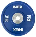 Олимпийский диск в уретане INEX PU Bumper Plate 20 кг, синий/белый