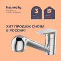 Смеситель для кухни с вытяжным изливом Homsly, хром, коллекция Basic, 7H-009-CMVP-BSC