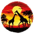PN-0179172 Набор для вышивания (коврик) Vervaco, Giraffes in the sun 55х55, Жирафы на закате, ковровая техника.