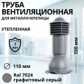 Труба вентиляционная утепленная Viotto d 110 мм для металлочерепицы RAL 7024 графитовый серый