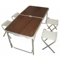 Набор складной туристический стол 120*60*70 и 4 стула, коричневый