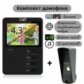 Комплект видеодомофона CMD VD44K-KIT Black / Комплект для квартиры, дома и офиса / Встроенный координатный модуль сопряжения