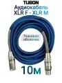 Кабель TUBON Микрофонный межблочный XLR (M) Male - XLR (F) Female OD6.0 Нейлоновая оплетка X003 10м