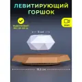 Левитирующий горшок Грани на шестиугольной платформе Белый/Светлое дерево