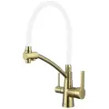 Смеситель для кухонной мойки Savol S-L1805B-02 золото, белый шланг