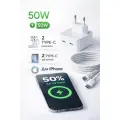 Зарядное устройство USB-C+USB-C 50W с кабелемType-C-Type C для смартфонов, планшетов и ноутбуков