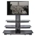 Тумба для ТВ Mart Верона, с кронштейном, 3 полки, стекло, металл, черная, 128,5х57х122 см