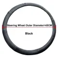 Оплетка рулевого колеса для грузовиков, фургонов, автобусов, из бычьей кожи, противоскользящая и дышащая, для тяжелых больших грузовиков 38-40-45-47-50 см, Black 45cm