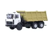 Модель коллекционная автоистория Минский 5516 самосвал (белый/желтый) откидывающаяся кабина