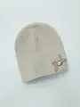 Шапка-бини Мой Ангелок весна\осень для девочек, размер 1-2 года, бежевый