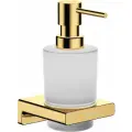 Дозатор для жидкого мыла Hansgrohe AddStoris 41745990 подвесной, механический, золотой, глянцевый, стеклянный, латунный, округлый, диспенсер для мыла