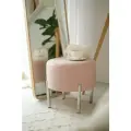Пуфик круглый в прихожую спальню экомех розовый, ножки стальные
