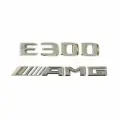Комплект: шильдик на багажник для Mercedes E300 (новый шрифт 2017+) +AMG хром