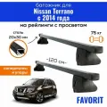 Багажник для Nissan Terrano (Ниссан Террано) с 2014-года, Favorit-120 20х30, на рейлинги с просветом, (поперечины и упоры)