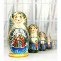 Матрешка деревянная детская Снегурочка 5 мест развивающая игрушка 15 см Орнамент
