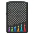 Оригинальная бензиновая зажигалка ZIPPO Classic 48662 Chess Pieces с покрытием Black Matte - Шахматные фигуры